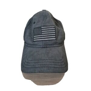 Mens Faded Black American Flag Patch Baseball Cap Adjustable Tactical Hat